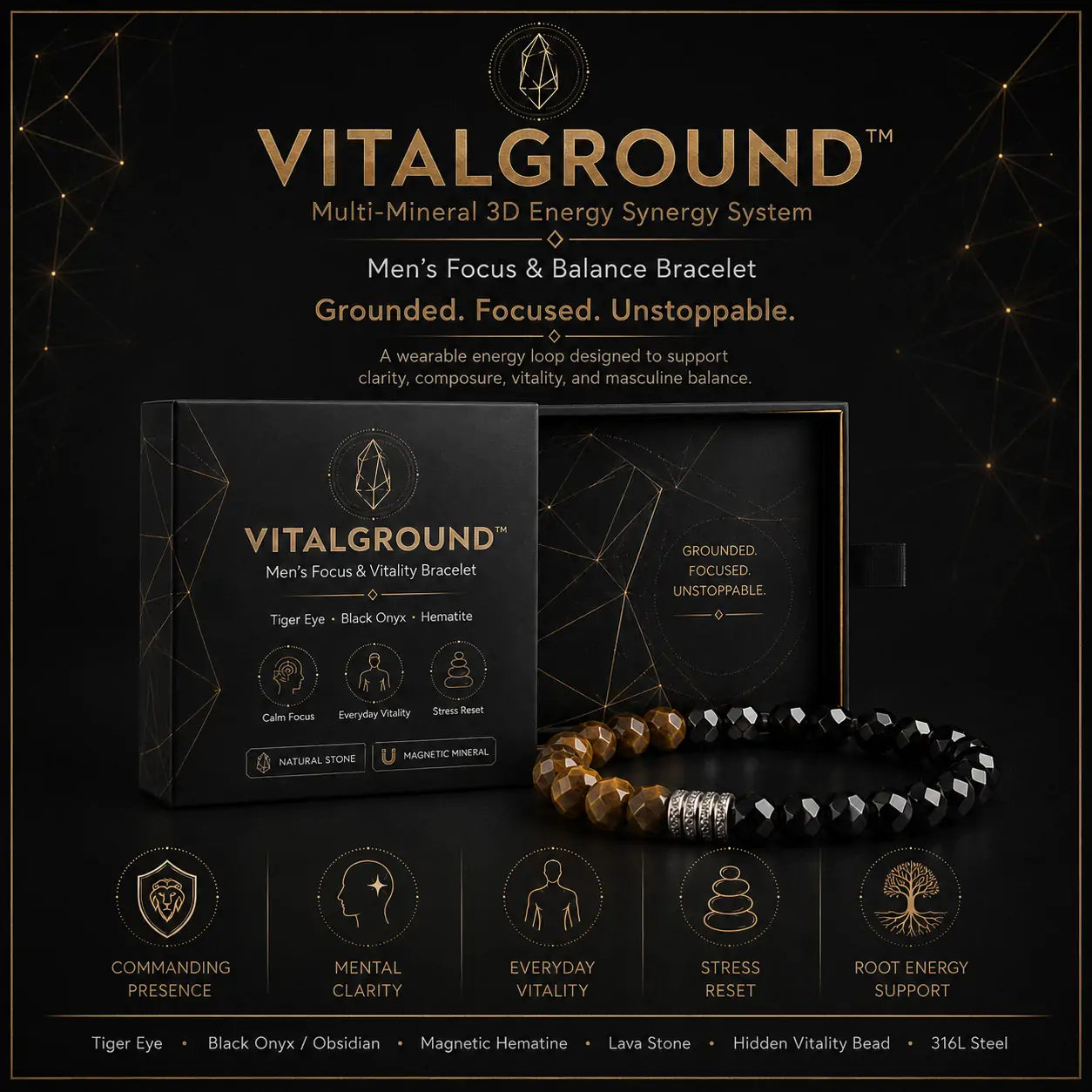 VITALGROUND™ Men's Focus & Balance Bracelet
