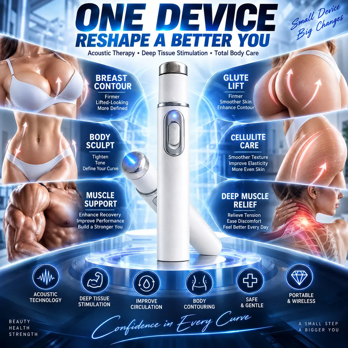 ULTRASONIC SHOCK WAVE BODY REMODELING SYSTEM™——Enhances bust and lifts buttocks. Fuel Muscle Growth.Boost Circulation. Relieve Pain.