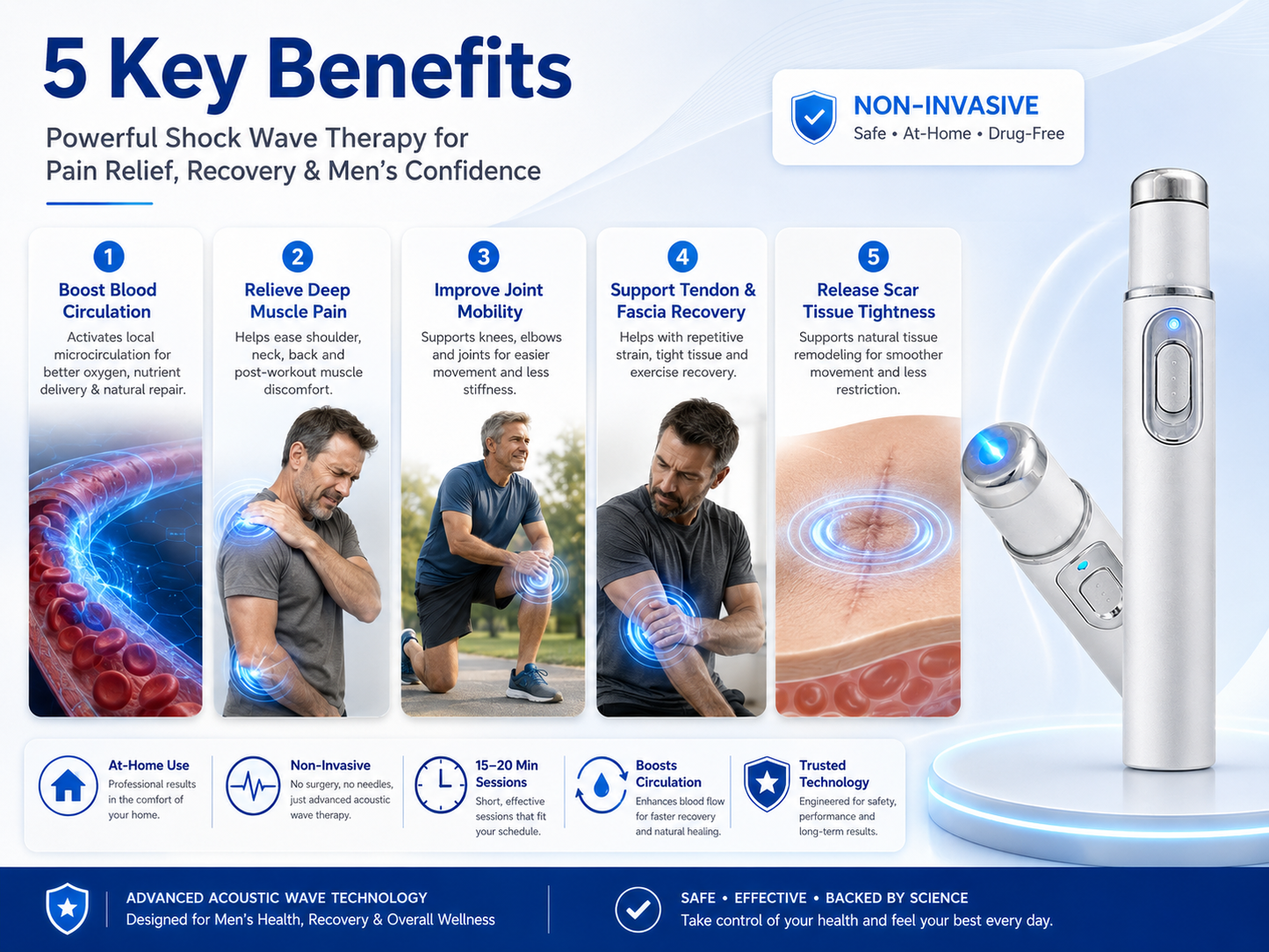 Ultrasonic Shock Wave Therapy Massager——Restore Circulation. Relieve Deep Pain. Rebuild Male Confidence.