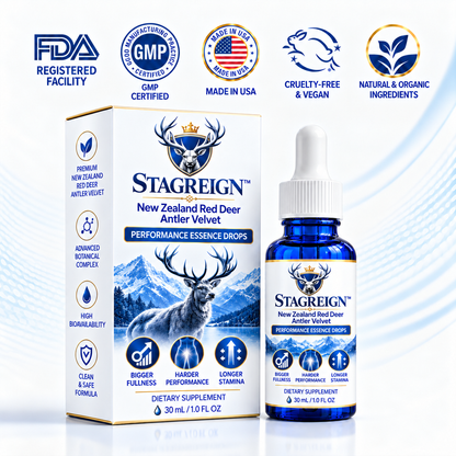 STAGREIGN™ New Zealand Red Deer Antler Velvet Performance Essence Drops — Bigger Fullness, Harder Performance & Longer Stamina