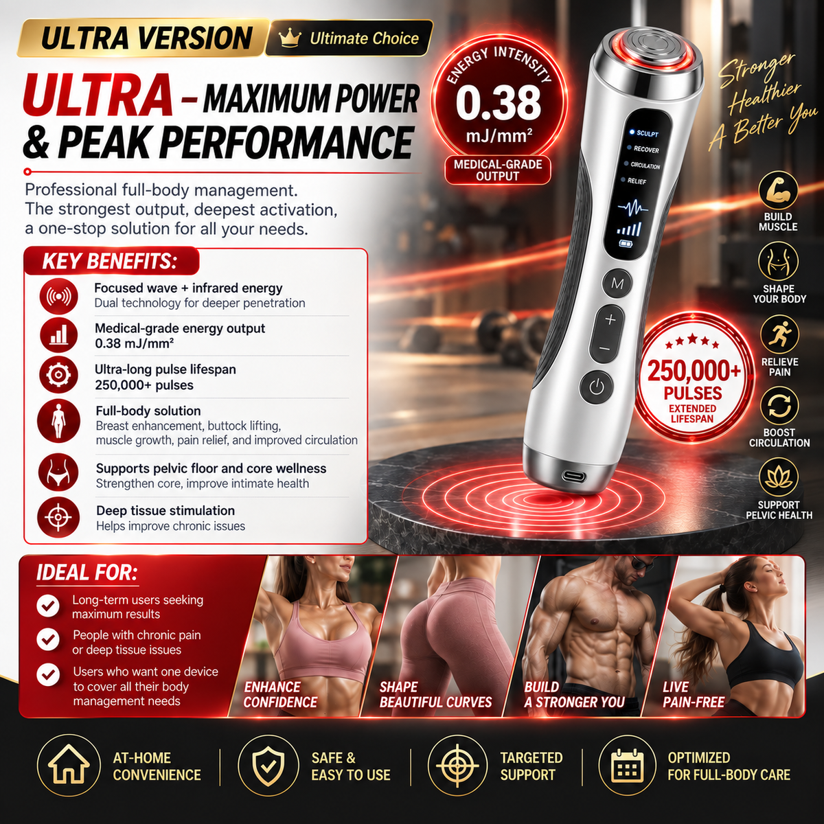 🔥ULTRASONIC SHOCK WAVE BODY REMODELING SYSTEM™——Enhances bust and lifts buttocks. Fuel Muscle Growth.Boost Circulation. Relieve Pain.