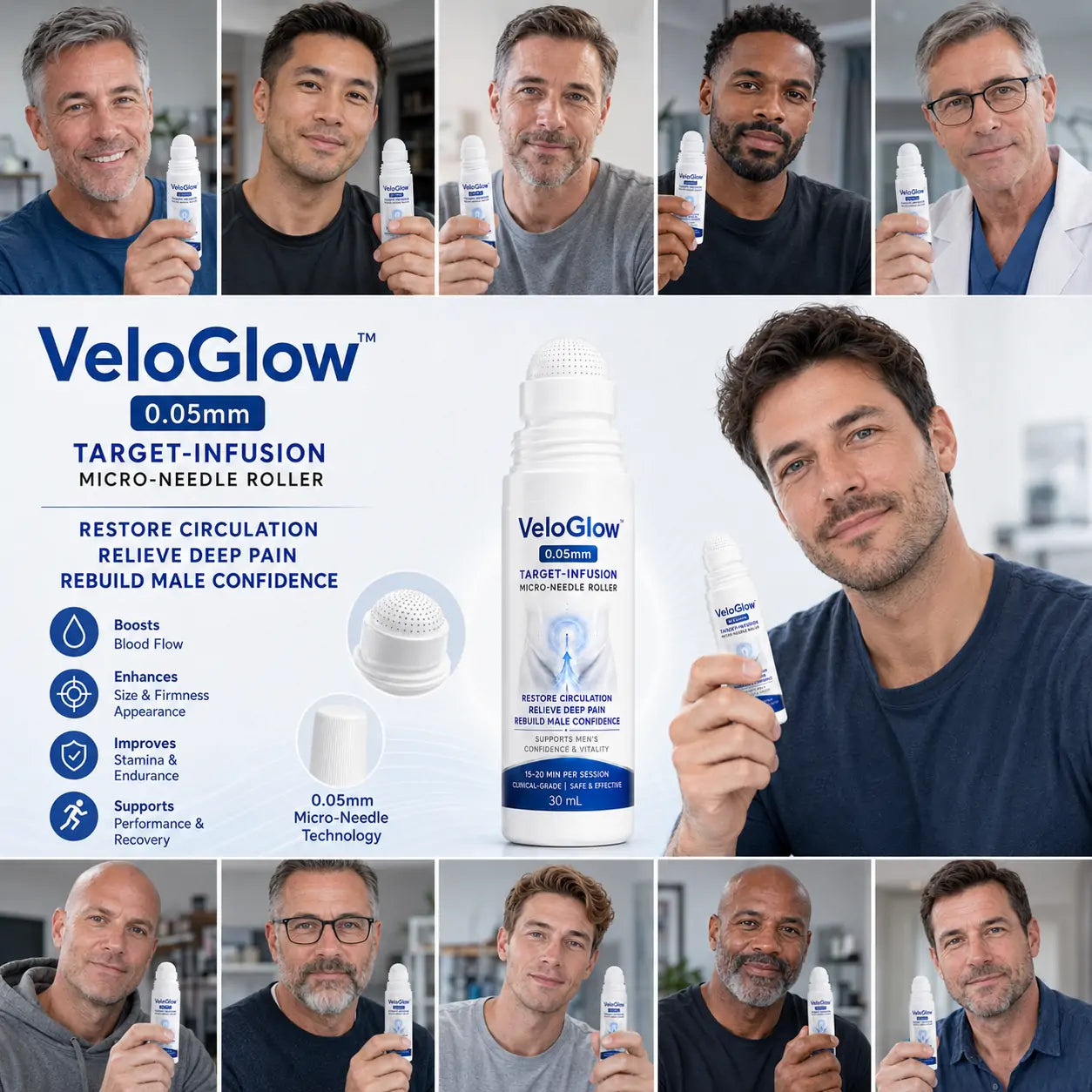 VeloGlow™ 0.05mm Target-Infusion Micro-Needle Roller — Restores Tissue Health, Enhances Rigidity & Stamina, Relieves Muscle & Joint Discomfort