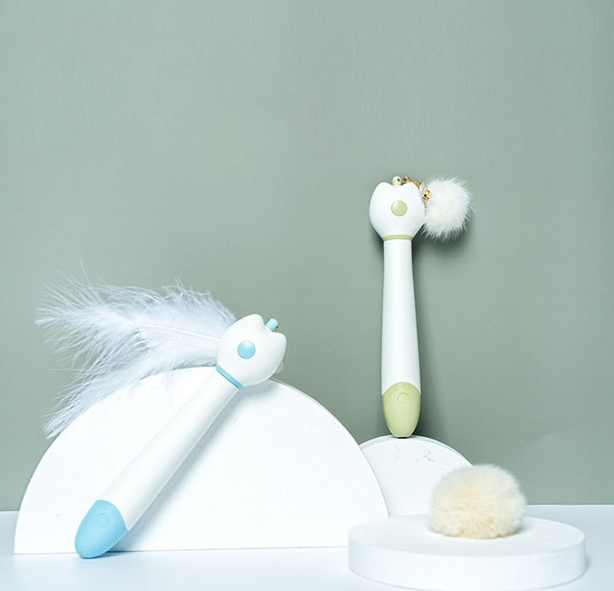 Multifunctional Retractable Laser Feather Cat Toy Wand